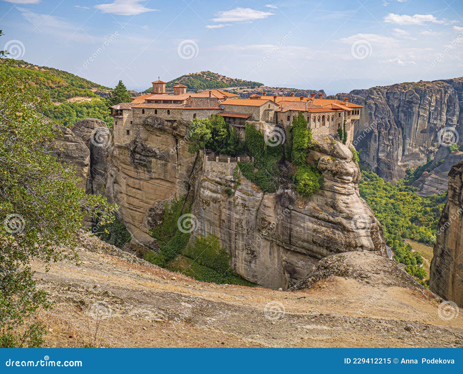 meteora cliffs landscapes. holly monasteries territory.